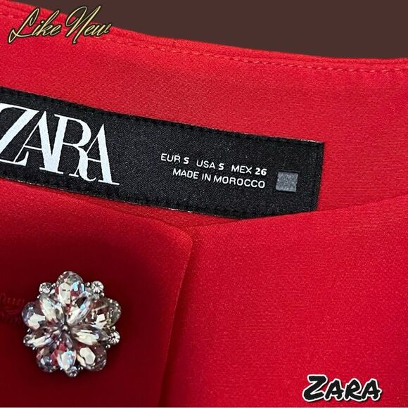 Like New ZARA Red Bustier Top with Rhinestone Buttons - Size Small - Picture 5 of 7